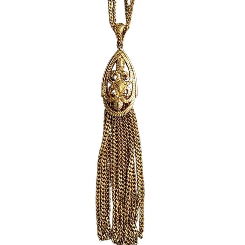 Rare Vintage Glamour Boho Luxe 70s Statement Tassel Necklace